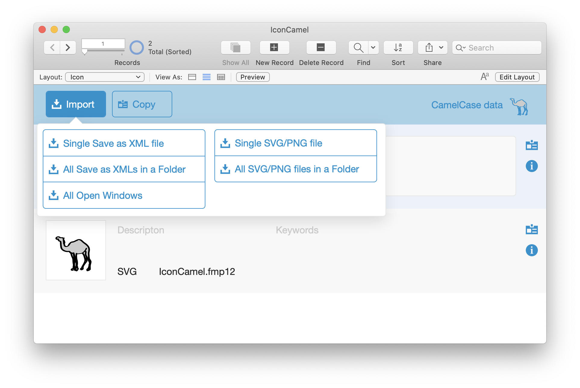 IconCamel: FileMaker Ikonverwaltung